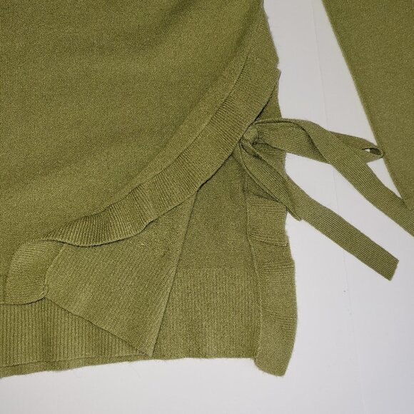Piccadilly Side Tie Rib Knit 3/4 Sleeve Sweater Top Fern Green Women's Size S - Picture 11 of 15